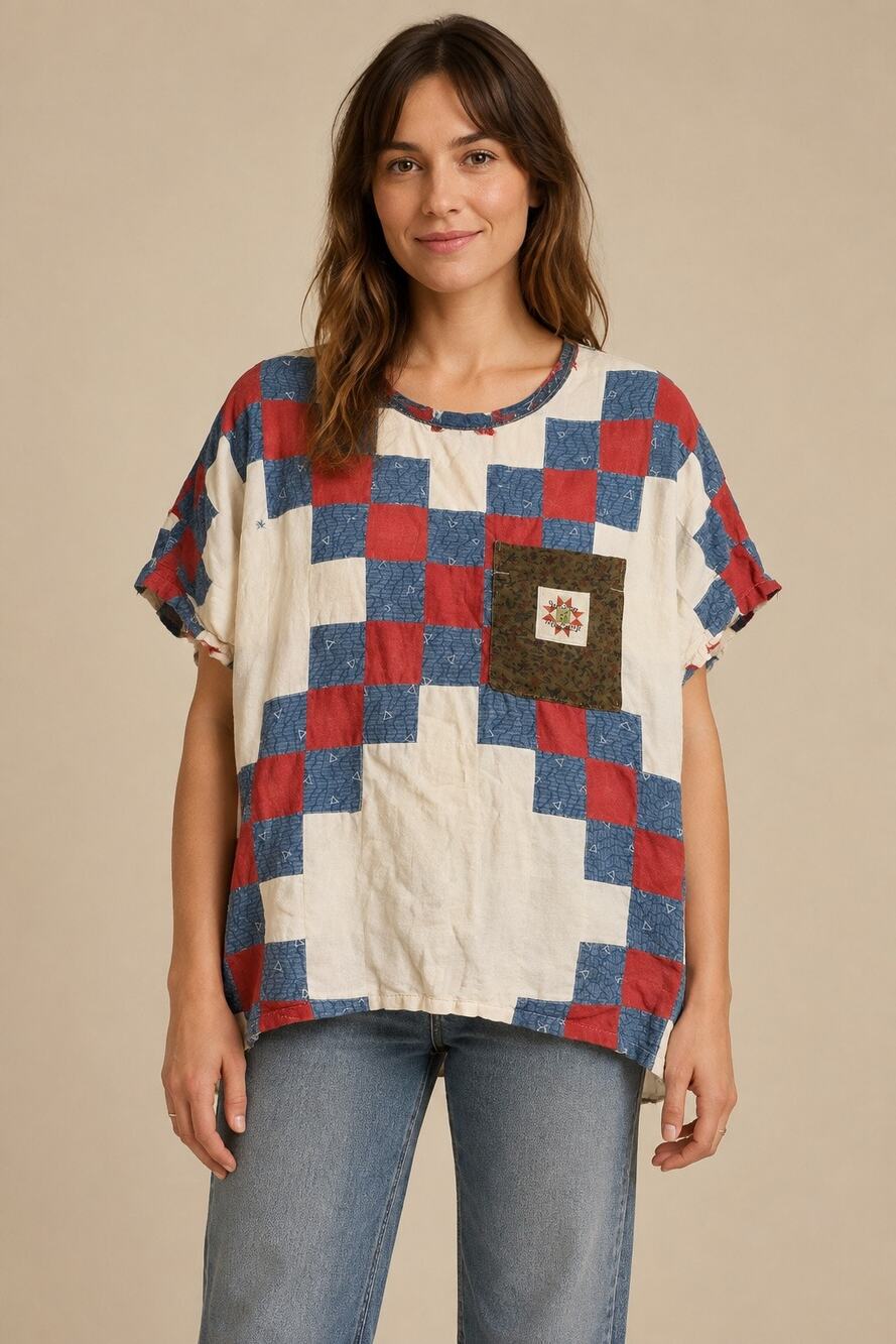 Vintage Watson & Mayberry Original Patchwork Quilt Top Oversized Americana
